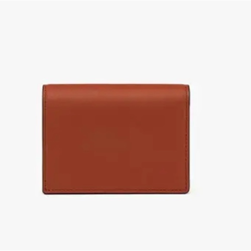 MCM Cognac Leather Envelope Wallet with Gold Logo - Picture 2 of 8
